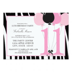 5x7 11th Birthday Party Invite 5