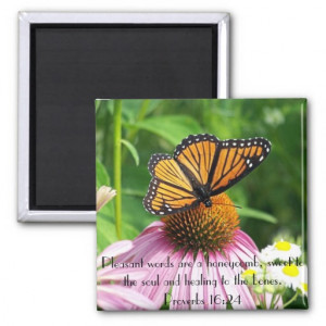 Sweet to the soul bible verse butterfly flower fridge magnets