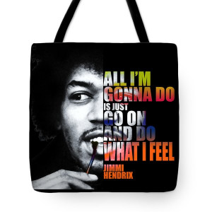 Jimi Hendrix Quotes Tote Bag by Nostalgic Art
