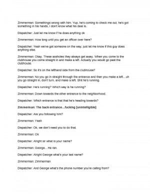Transcript of George Zimmerman's Call to Police (p. 2)