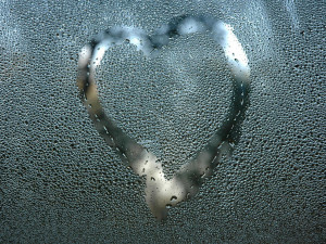 Romantic couple Heart in rain