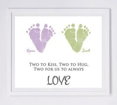 Twins Baby Footprint Art, Forever Prints. Mother's Day, New Mom, Dad ...
