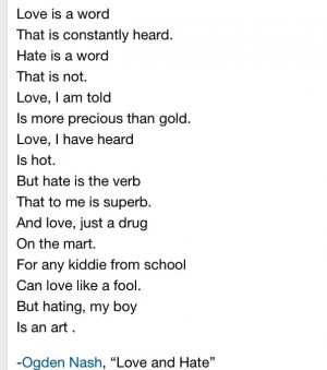 Ogden Nash, Love and Hate