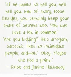 Vampire Academy Quotes | Rose and Janine Hathaway rose, vampire ...