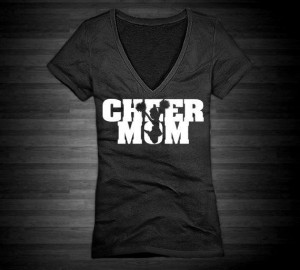 Cheer Mom X-Small To X-Large V-neck T-shirt For Women In Black With ...