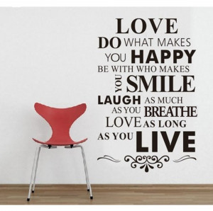 DIY Happy,Live,Laugh,Love,Smile, Inspirational Quote Wallpaper Art ...