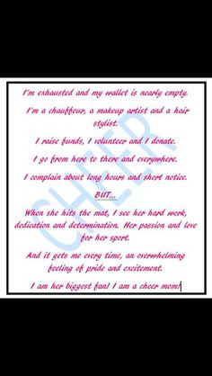 Cheer mom quote, can't wait to see all the work that she will be ...