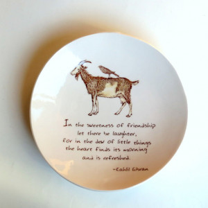 Kahlil Gibran . Quote of Friendship and Laughter. Jewelry Dish . Goat ...