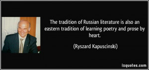 The tradition of Russian literature is also an eastern tradition of ...