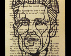 George Orwell art portrait printed on an actual page from the book ...