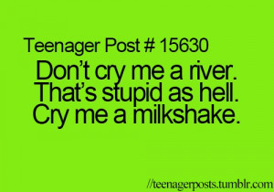 funny, life, milkshake, quote, river, stupid, teenager