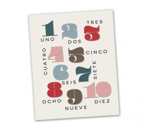 Spanish Numbers Nursery Art Print - nursery decor, educational wall ...
