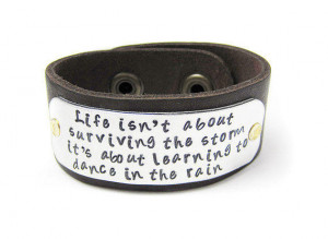 Leather Cuff Inspirational Quote Bracelet by geekdecree