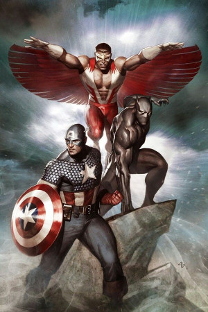 Marvel. falcon black panther and captain America. I guess we'll give ...