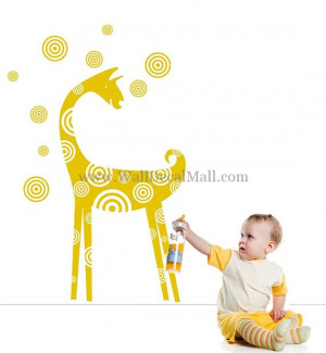 Giraffe And Spots Shape Wall Decals