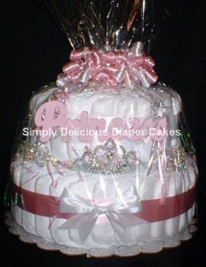 Princess Diaper Cake Baby Shower Girl Pink Crown Tiara picture