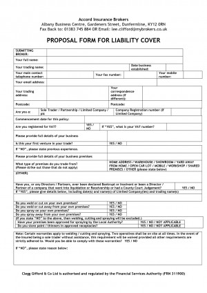 Motor Trade Liability Insurance Quote Form