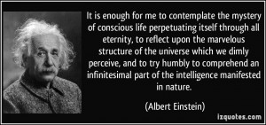 for me to contemplate the mystery of conscious life perpetuating ...