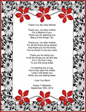 mother letter mom thank quotes dear daughter letters wedding thankful praise mothers treasure box poem poetry quotesgram moms visiting sweet