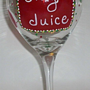 Jingle Juice With Polka Dots Hand Painted Wine Glass