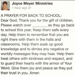 Back To School Prayer. ALWAYS cover your children in Prayer!!