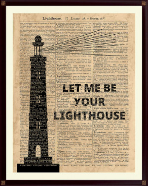 Quote, Lighthouse Print, Nautical Decor, vintage dictionary page ...