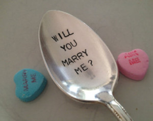 Recycled vintage silverware hand s tamped spoon, Will You Marry Me ...