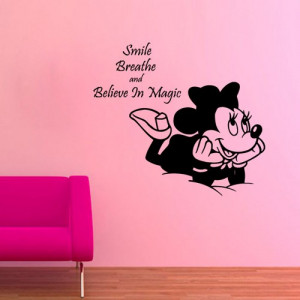 Disney Mouse Wall Decals Smile Breathe Believe in Magic Quotes ...
