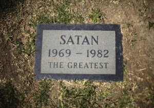 headstone is seen at a pet cemetery in Huntington Beach, California ...