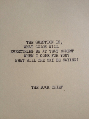 THE BOOK THIEF: Typewriter quote on 5x7 cardstock