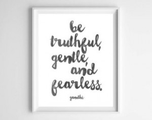 Gandhi Quote-Be Truthful Gentle Fea rless Gray Watercolor Instant ...