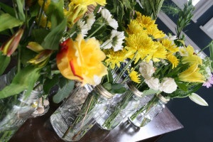 got these mason jars at Goodwill for $.50 each and my best friend ...