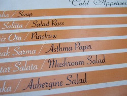 Funny English translation of a restaurant menu in Turkey.