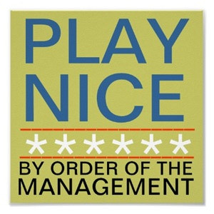 PLAY NICE. Signage for playroom