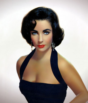 ... violet eyes, but her hair also shows off the soft, sleek 1950s style