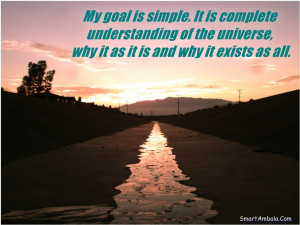 My goal is simple. It is complete understanding of the universe, why ...