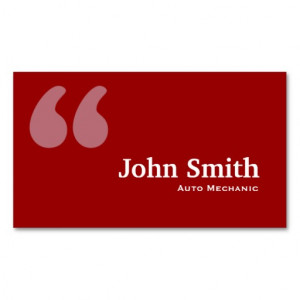 Red Quotes Auto Mechanic Business Card