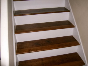 Birch steps with white risers