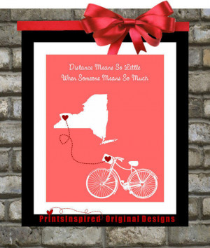 Mom Birthday Distance: Custom Bicycle Print ANY Quote & Colors Long ...