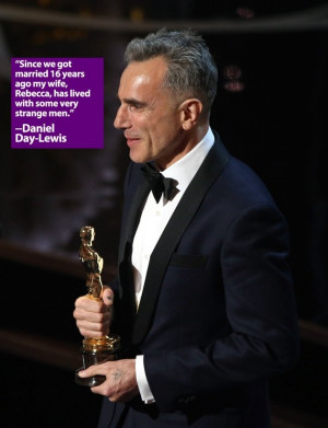 DanielDayLewis onstage during the Oscars