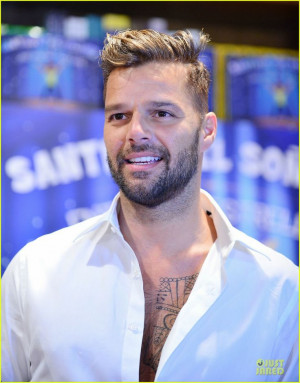 Ricky Martin shows off his chest hair and tattoo while promoting his ...