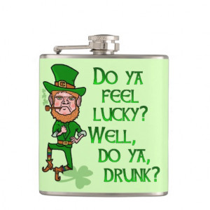 Funny Tough Lucky Drunk Leprechaun Hip Flasks