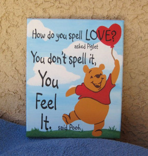 ... the Pooh Feel Love Painting Nursery Wall Art Canvas Quote Typography