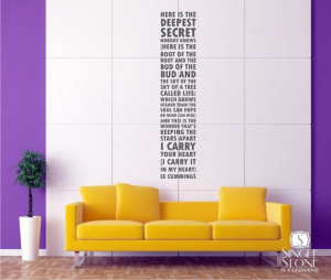 Wall Decal Quote Text ee cummings I Carry Your Heart - Vinyl Subway ...