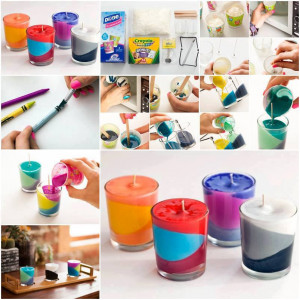 Broken Crayons Into Lovely Color Block Candles