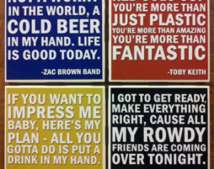 Set of 4 country quotes ceramic til e coasters ...