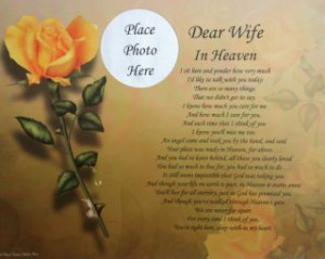 Dear Wife in Heaven Poem Memorial Verse Gift in Loving Memory of Wife