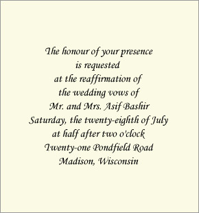 Wording For Second Weddings: Reaffirmation of Vows Invitation