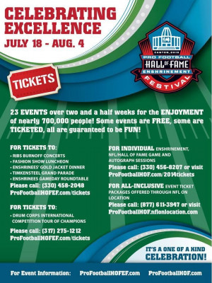 Tickets are AVAILABLE for ALL Pro Football Hall of Fame Enshrinement ...