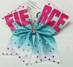 ... All Bows Cheer Quotes FIERCE Hot Pink and Aqua Ombre Glitter Cheer Bow
